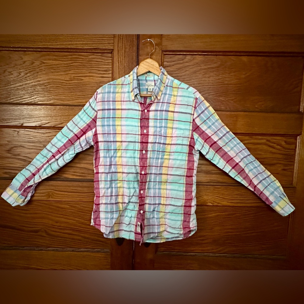 J. Crew Multicolor Plaid Linen Casual Shirt